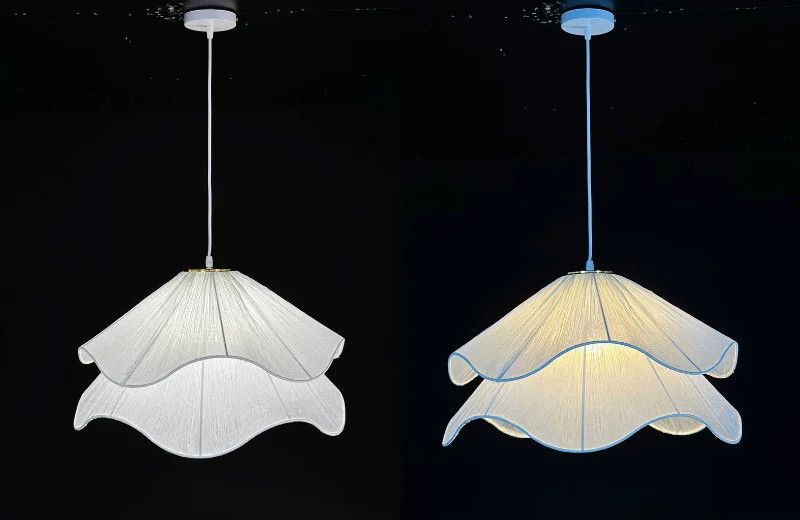 Ảnh thật Đèn Thả Hiện Đại THD56 lúc bật và tắt đèn