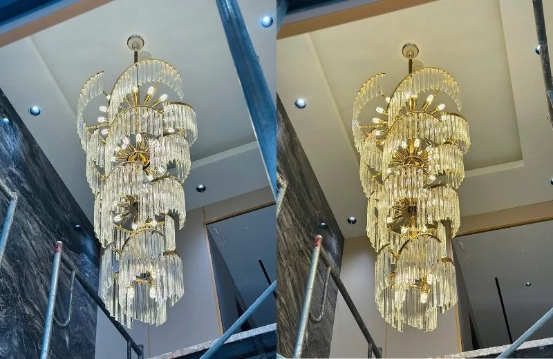 Thiết kế đèn thả pha lê TPL17 xoắn độc đáo