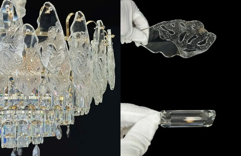 Đèn thả pha lê TPL8883 sử dụng chất liệu pha lê K9 nổi bật với độ trong và khả năng bắt sáng tốt