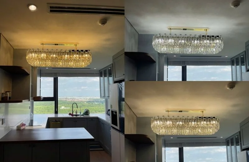 Đèn thả pha lê TPL017N1200 hoàn thiện