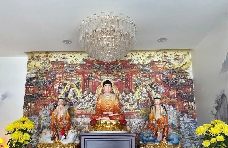 Đèn thả pha lê TPL017T800 có thể sử dụng để treo phòng thờ