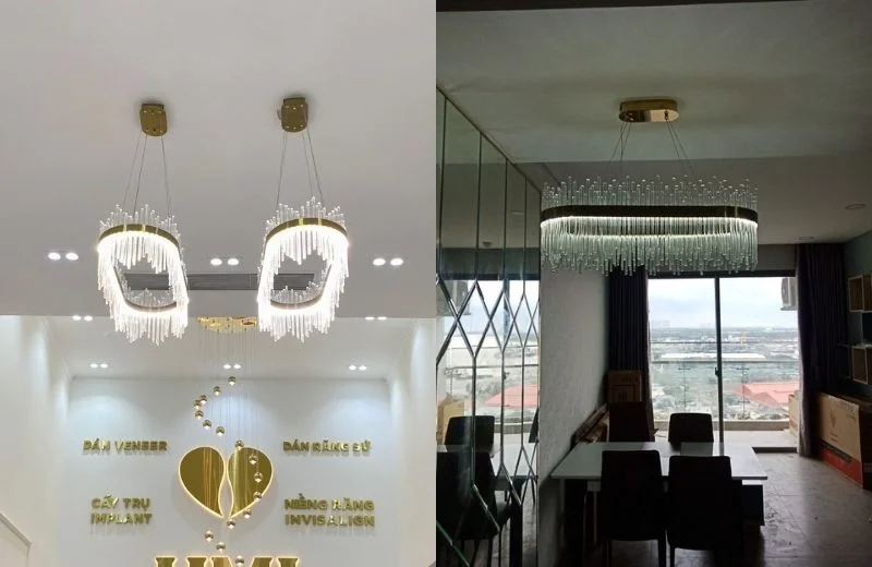 Đèn thả pha lê TPL01N800 hoàn thiện