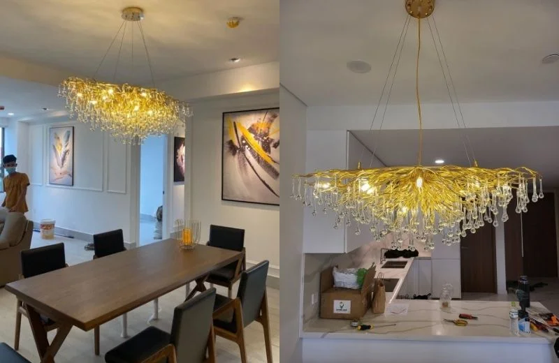 Đèn thả pha lê TPL05N1000 thiết kế hiện đại cho phòng khách, bàn ăn