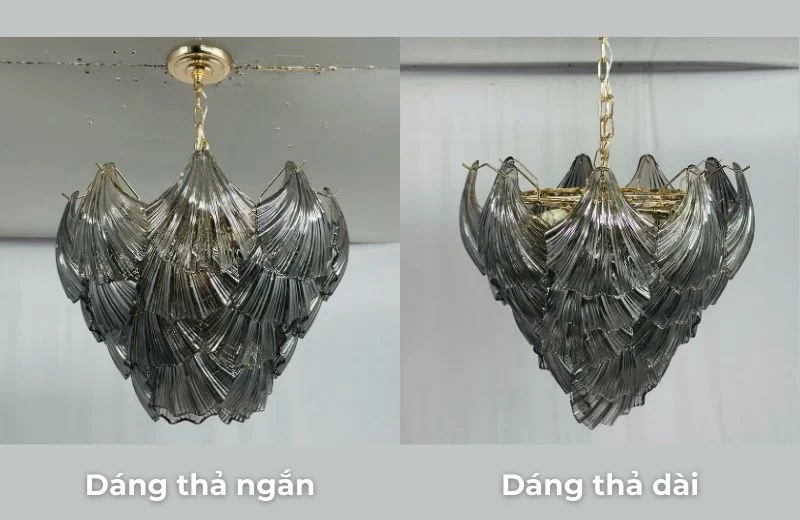 Đèn thả pha lê TPL1601 dáng thả dài và ngắn