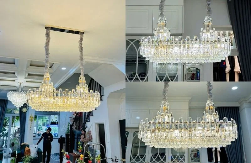 Đèn thả pha lê TPL6270N950 phù hợp treo bàn ăn, đảo bếp