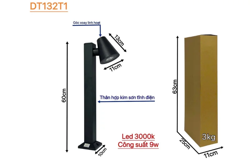 Thông số chi tiết Đèn Trụ DT132T1 