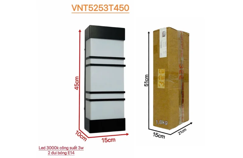 Kích thước Đèn Hắt Tường VNT5253T450
