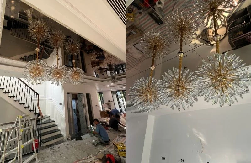 Lắp đặt đèn thả pha lê TPL104 