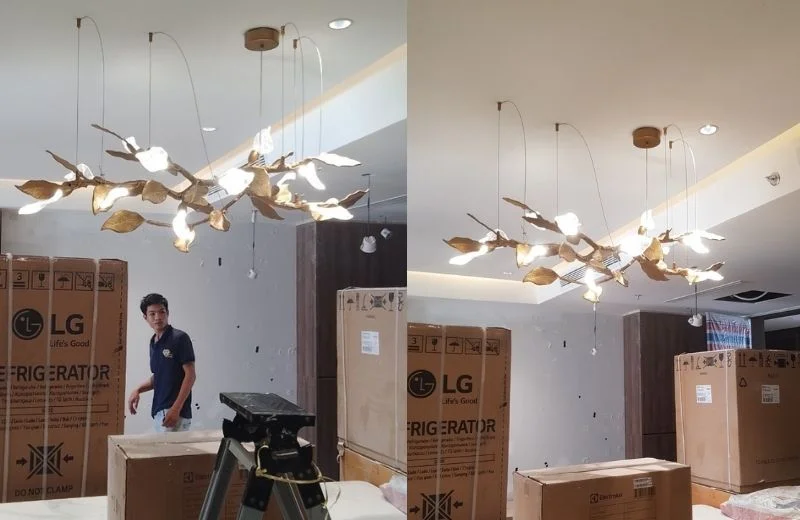 Lắp đặt đèn thả pha lê TPL2001N1200 