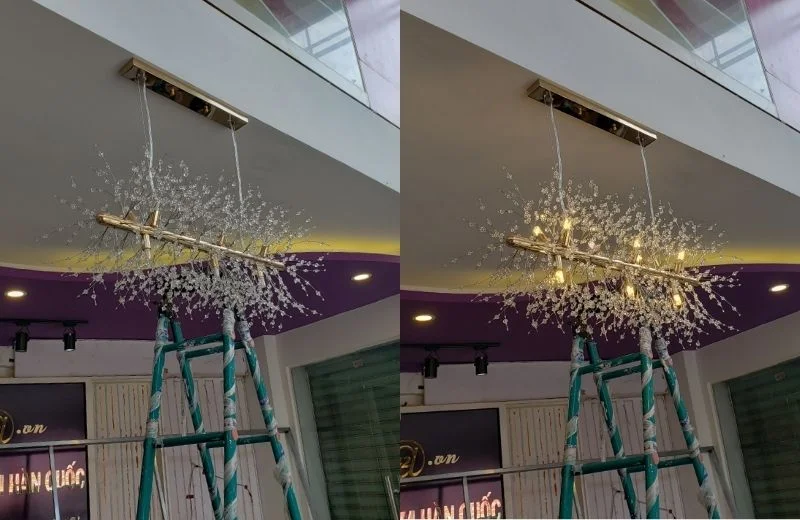 Lắp đặt đèn thả pha lê TPL71N700