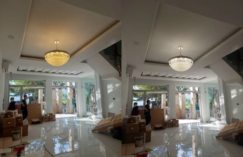 Lắp đặt và hoàn thiện đèn thả pha lê TPL2231T1000