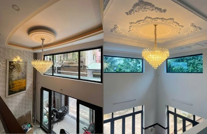 Thả thông tầng với đèn thả pha lê TPL8188T800