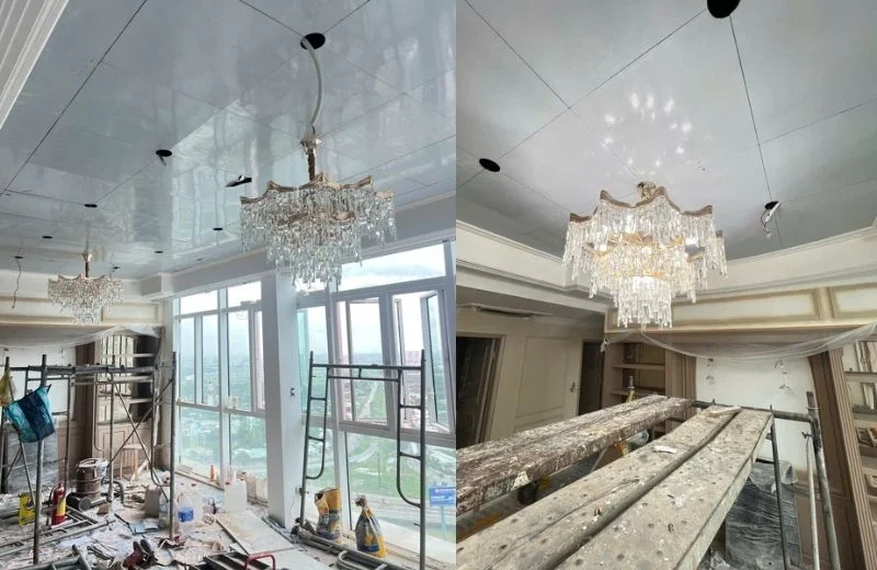 Thi công đèn thả pha lê TPL1213T800