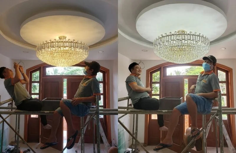 Thi công đèn thả pha lê TPL6270T800