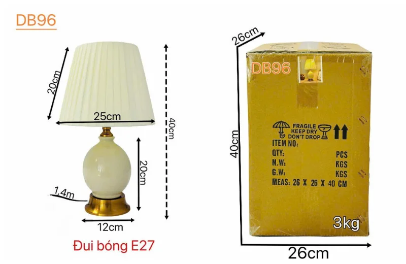 Kích thước Đèn Bàn DB96 