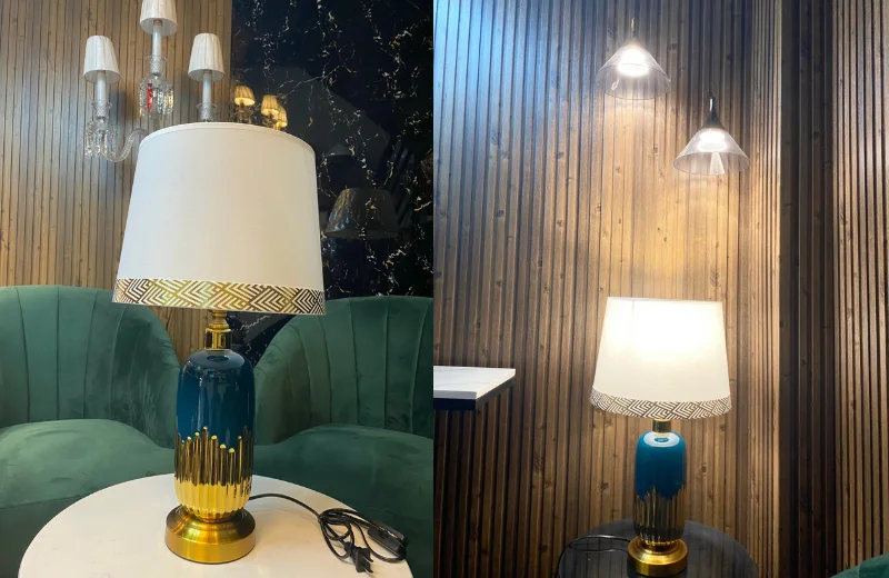 Ảnh thật Đèn Bàn DB76XANHDUONG