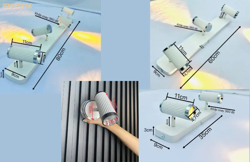 Đèn Rọi Tranh RT9118-kích thước thực tế đo bởi kho đèn