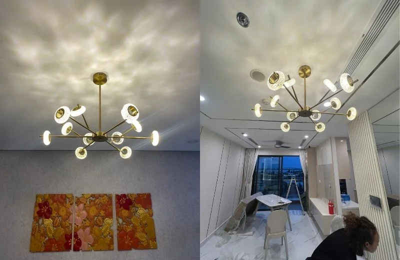 Chi tiết đèn thả thiết kế TTK108T12 hoàn thiện