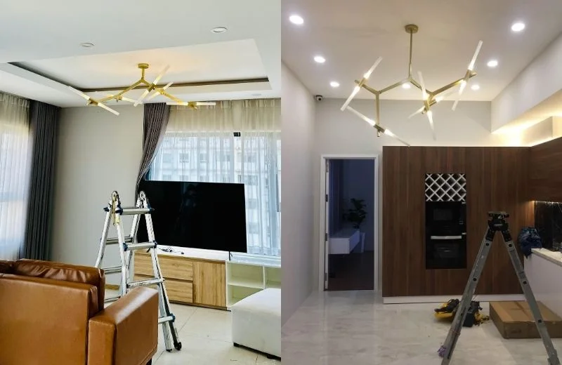 Đèn Thả Thiết Kế TTK12N10VANG thực tế