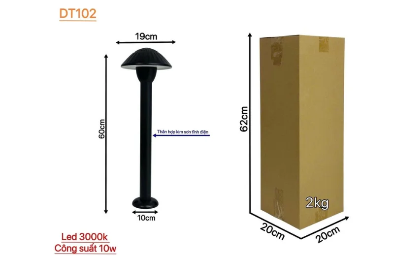Kích thước Đèn Trụ DT102
