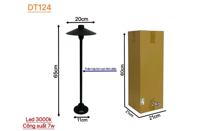 Kích thước Đèn Trụ DT124
