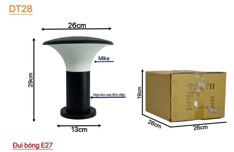 Kích thước Đèn Trụ DT28T29