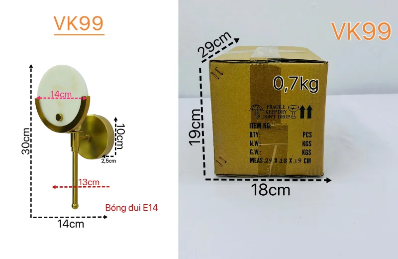 Thông số chi tiết Đèn Tường Thiết Kế VK99