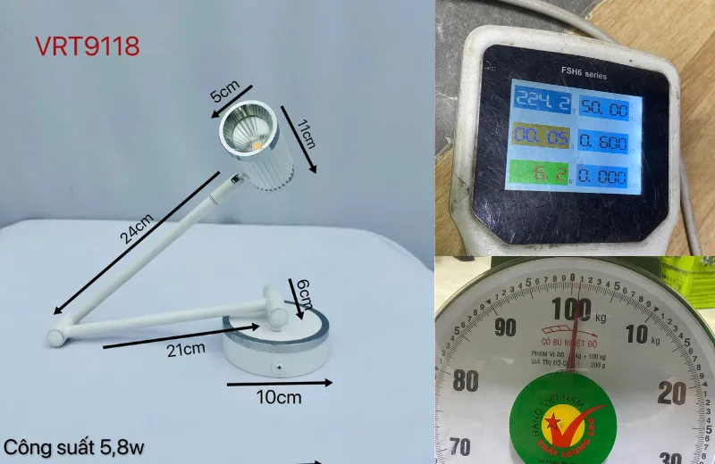 Đèn Rọi Tranh VRT9118 – kích thước thực tế đo bởi kho đèn