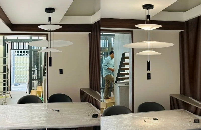 Lắp đặt và hoàn thiện đèn thả thiết kế TTK145