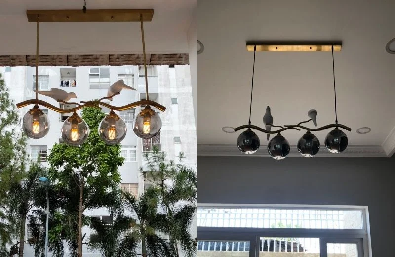 Đèn thả thiết kế TTK114T4KHOI hoàn thiện