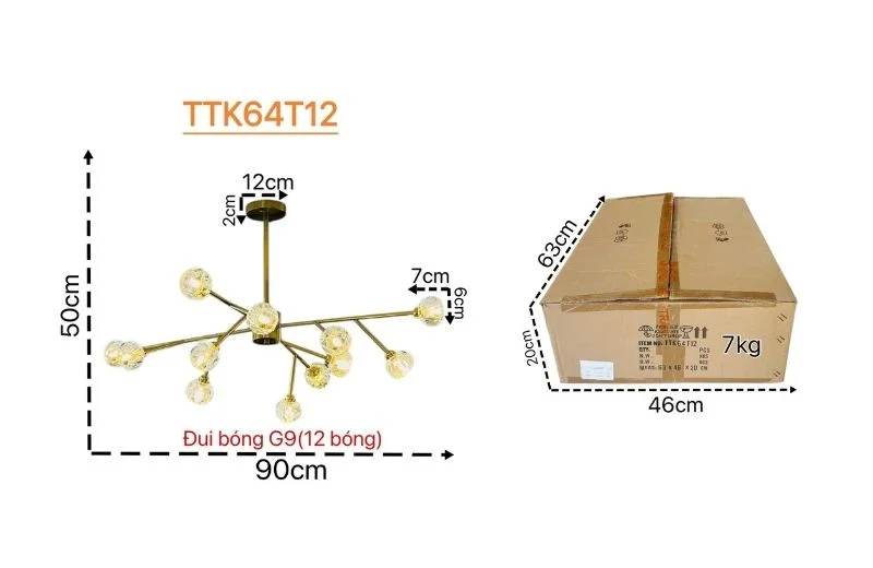 Thông số đèn thả thiết kế TTK64T12