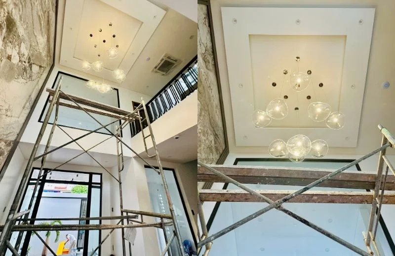 Lắp đặt đèn thả hiện đại THD71 thông tầng