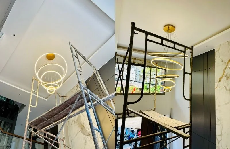 Thi công đèn thả hiện đại THD7051T5VANG