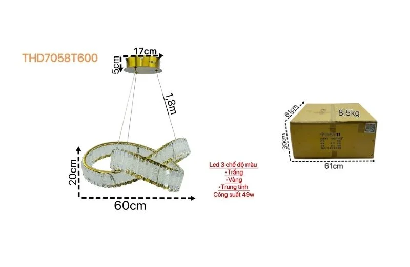 Thông số đèn thả hiện đại THD7058T600 