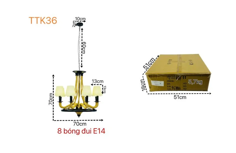 Thông số đèn thả thiết kế TTK36