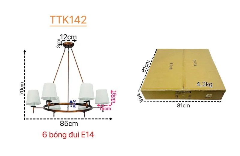 Thông số đèn thả thiết kế TTK142