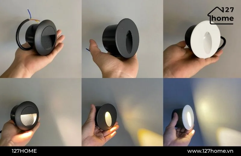 Đèn âm cầu thang hình tròn góc chiếu rộng