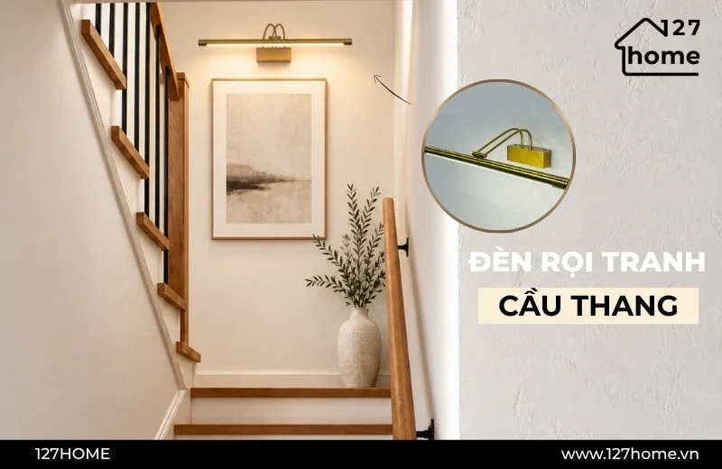 Đèn rọi tranh tường trang trí cầu thang 