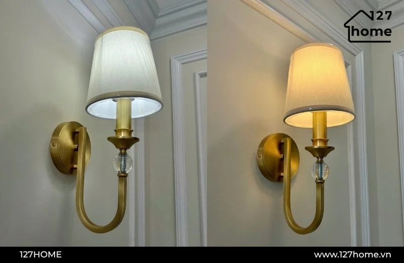 Đèn tường cổ điển kết hợp chao vải