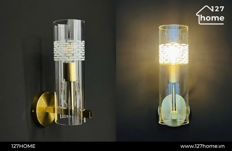 Mẫu đèn tường trang trí chất liệu thuỷ tinh tại 127 HOME