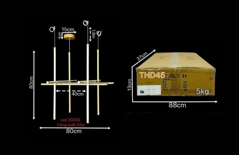 Thông số đèn thả hiện đại THD45