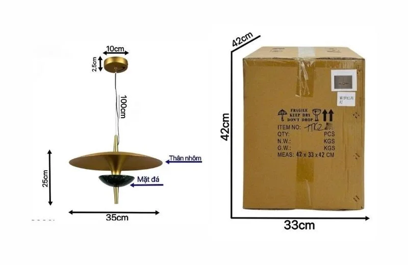 Thông số đèn thả thiết kế TTK211 