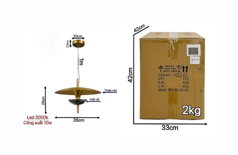 Thông số đèn thả thiết kế TTK212