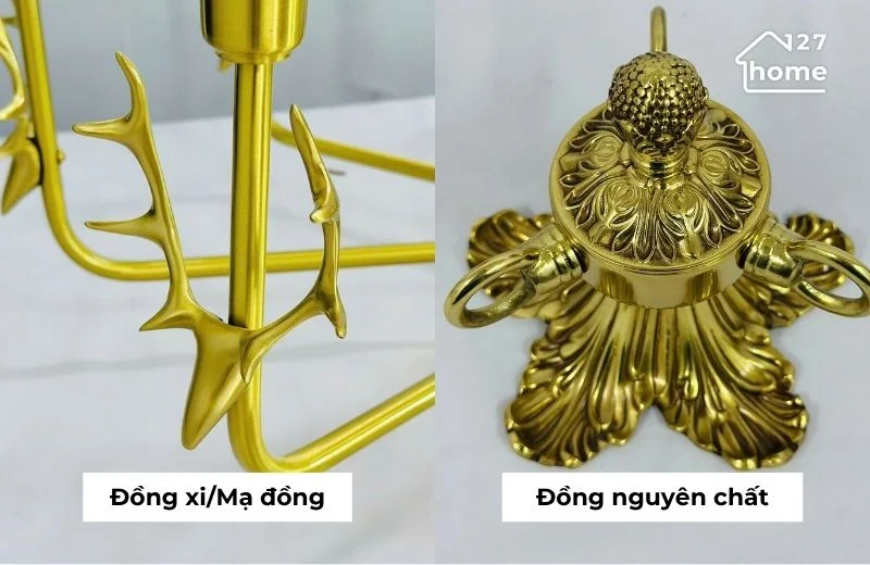 Chất liệu đồng xi và đồng nguyên chất