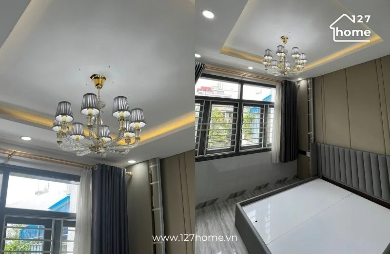 Đèn chùm DC8898 thiết kế tay nến cùng chao vải mang phong cách tân cổ điển