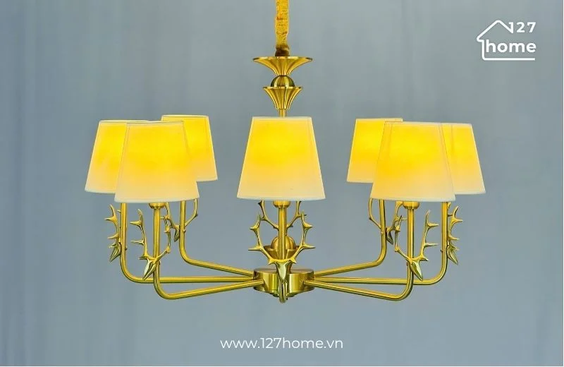 Đèn chùm đồng DCD11 thiết kế tân cổ điển cho phòng ăn