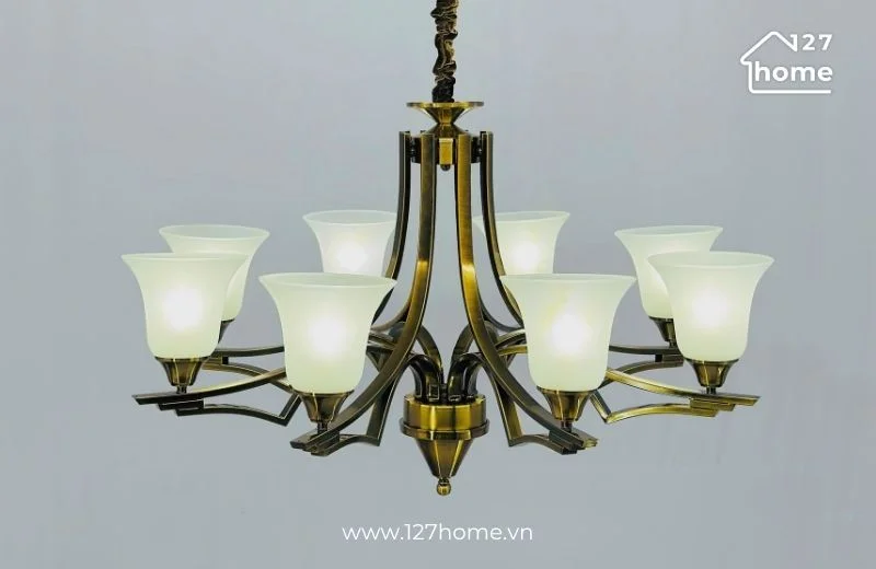 Đèn chùm tân cổ điển DC9209 xi vàng đồng