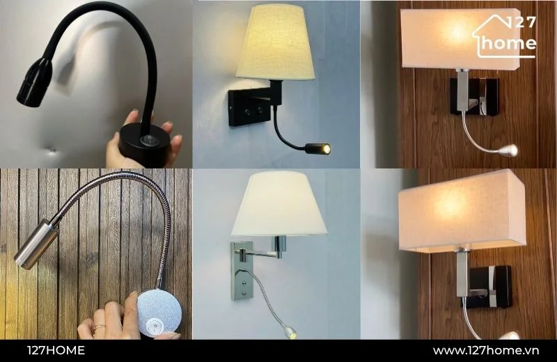 Đèn đọc sách gắn tường bố trí trong phòng ngủ