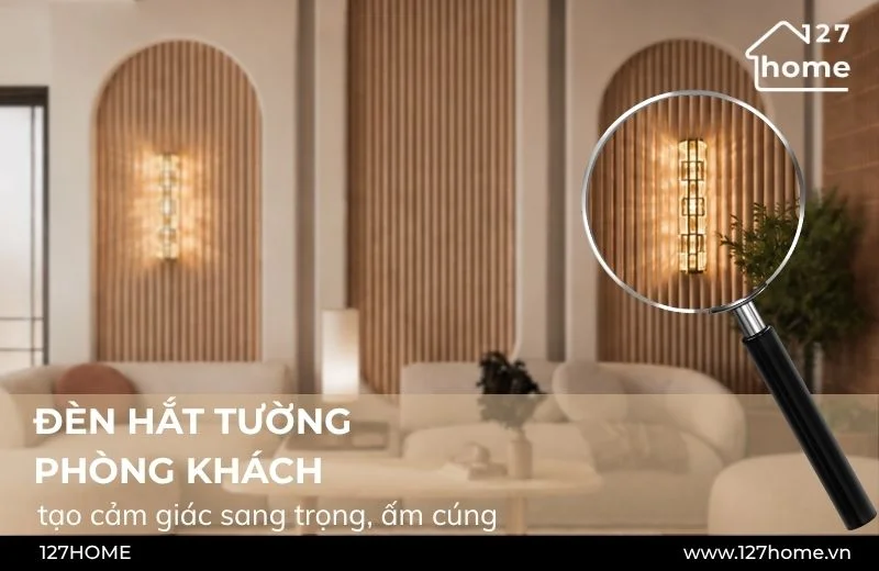 Đèn hắt tường trang trí khi vực phòng khách