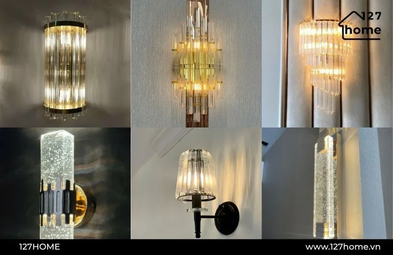 Đèn ngủ treo tường chất liệu pha lê